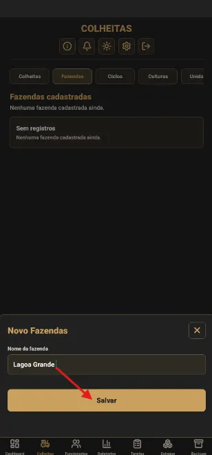 Formulário de nova fazenda