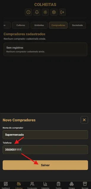 Formulário de novo comprador