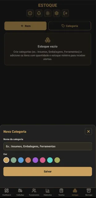 Item de estoque com alerta de mínimo